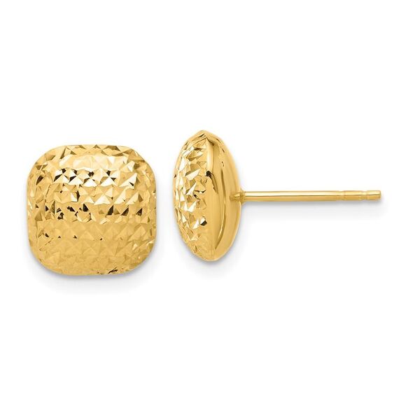Kazi Luxury 14k Yellow Gold & Diamond-cut 10mm Puffed Square Post Earrings,New Products : American Fashion Style Bags On Sale